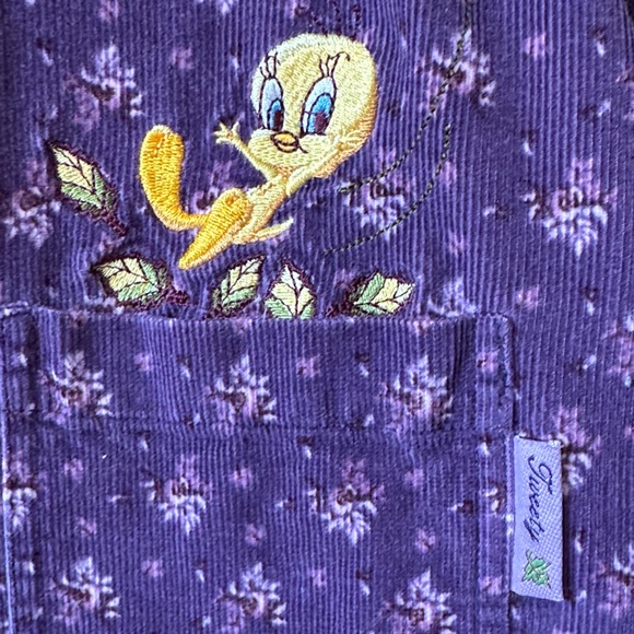 LooneyTunes WB Purple Tweety Embroidered Women 100%Cotton button down shirt - Picture 3 of 15